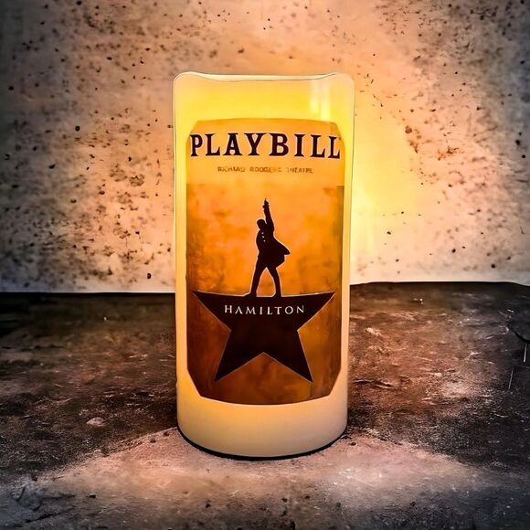 NWT. Playbill Hamilton Flameless Musical Theater Candle - Picture 1 of 5